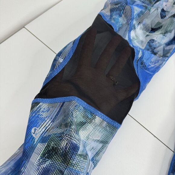 Lululemon On Pace Crop "21" Sun Dazed Multi Blue Mesh Inserts Side Pockets Sz 6 - Picture 13 of 13